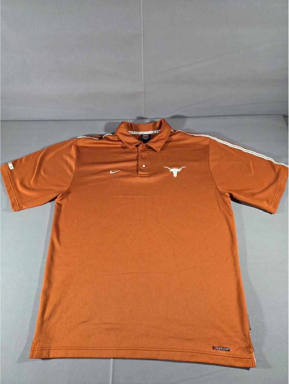 Nike Team Texas Longhorns Polo Shirt Mens Large Orange NCAA Pearl Snap Y2K